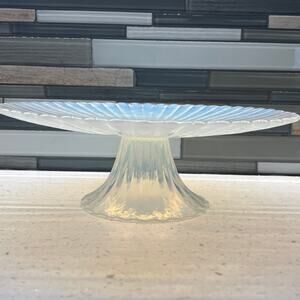 Murano Yalos Casa Opalescent Glass Footed Cake Stand Pedestal 11” Stunning